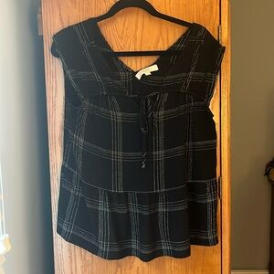 Loft Tie Front Plaid Blouse (Worn once)